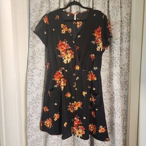 Xhilaration Fall Floral Button Down Wrap Dress size XL